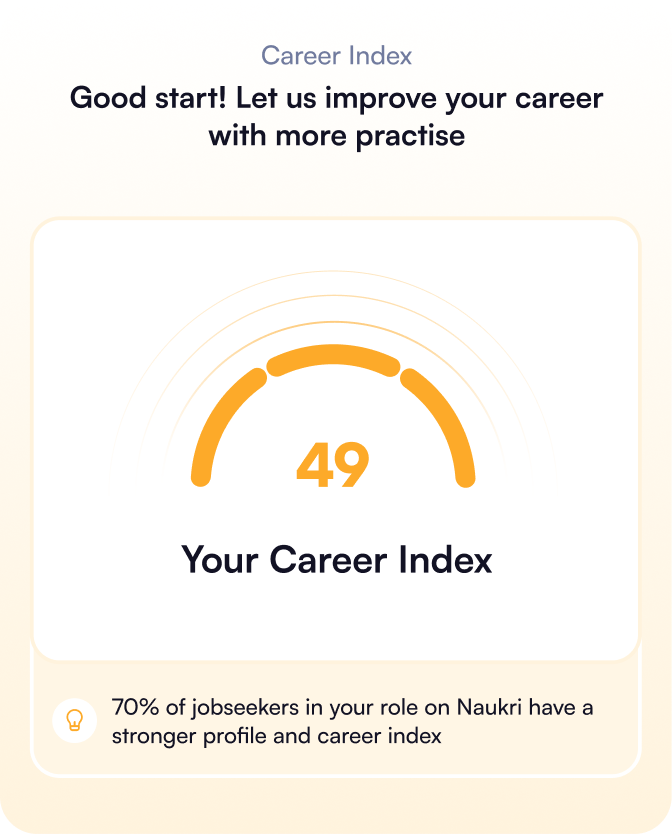 Career Index score card showing a score of 49 out of 100 with jobseeker comparison insight