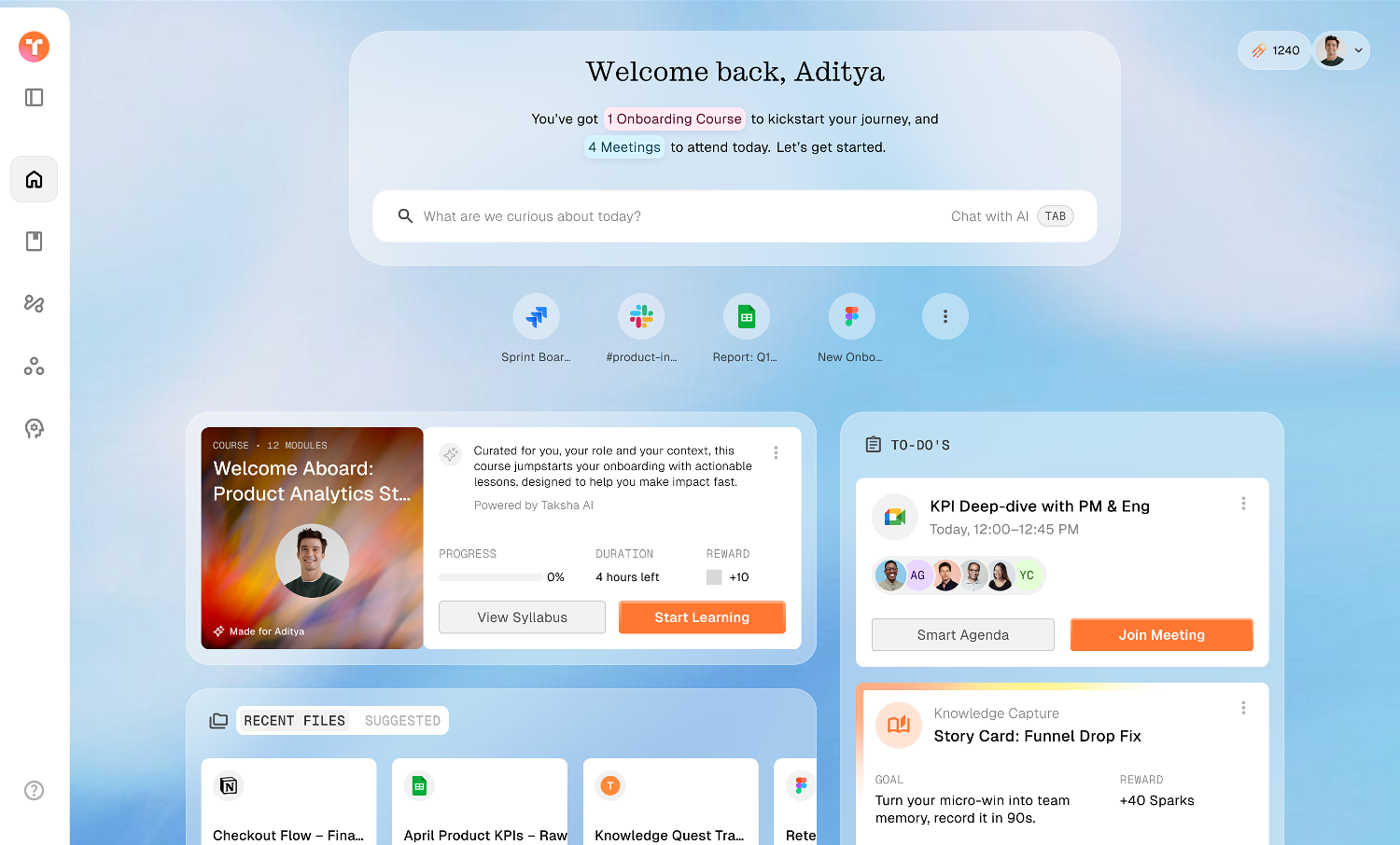 Aditya's onboarding dashboard