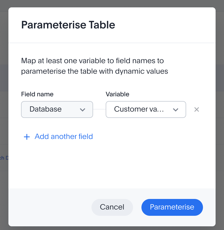 One row mapped: Database bound to a variable